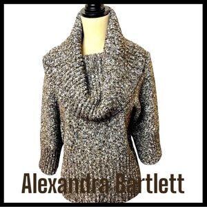 Alexandra Bartlett Ribbed Cowl or Turtleneck Drop Shoulder Knit Sweater (M)